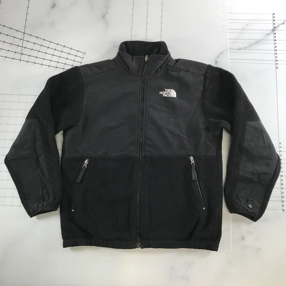 The North Face Denali Jacket Boys Large Black Fleece Softshell Full Zip Pockets